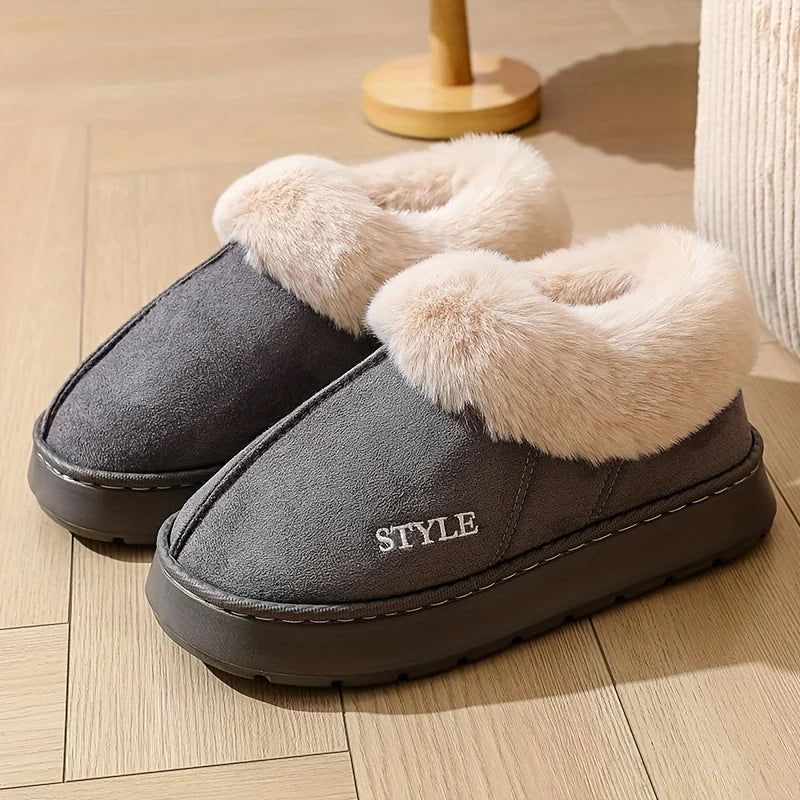 Fleece slippers with thick cushioned sole - warm winter slippers Canada