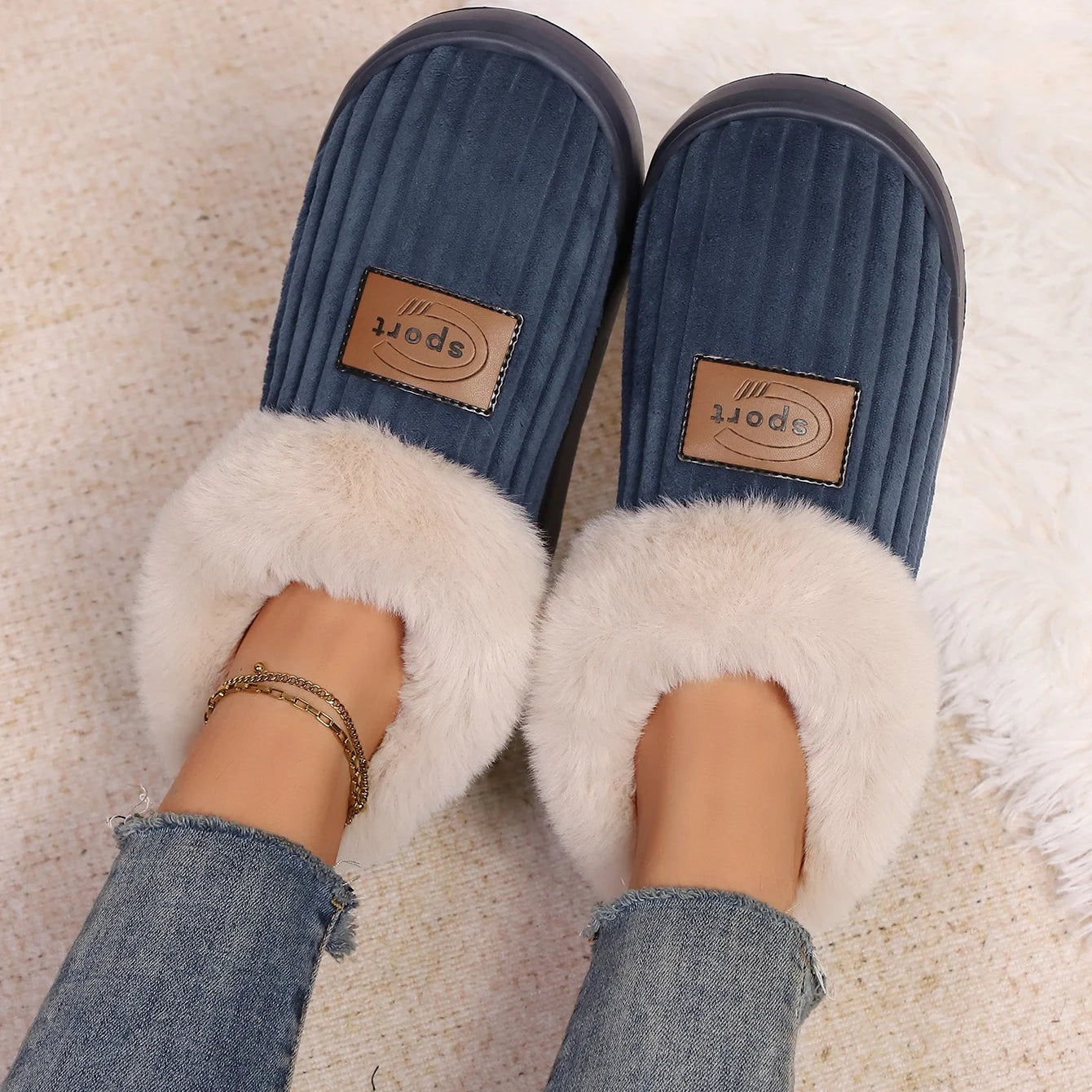 Comfortable plush slippers for women and men - ideal for cold Canadian mornings