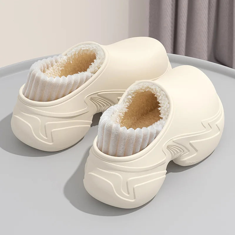 A pair of chunky platform slippers