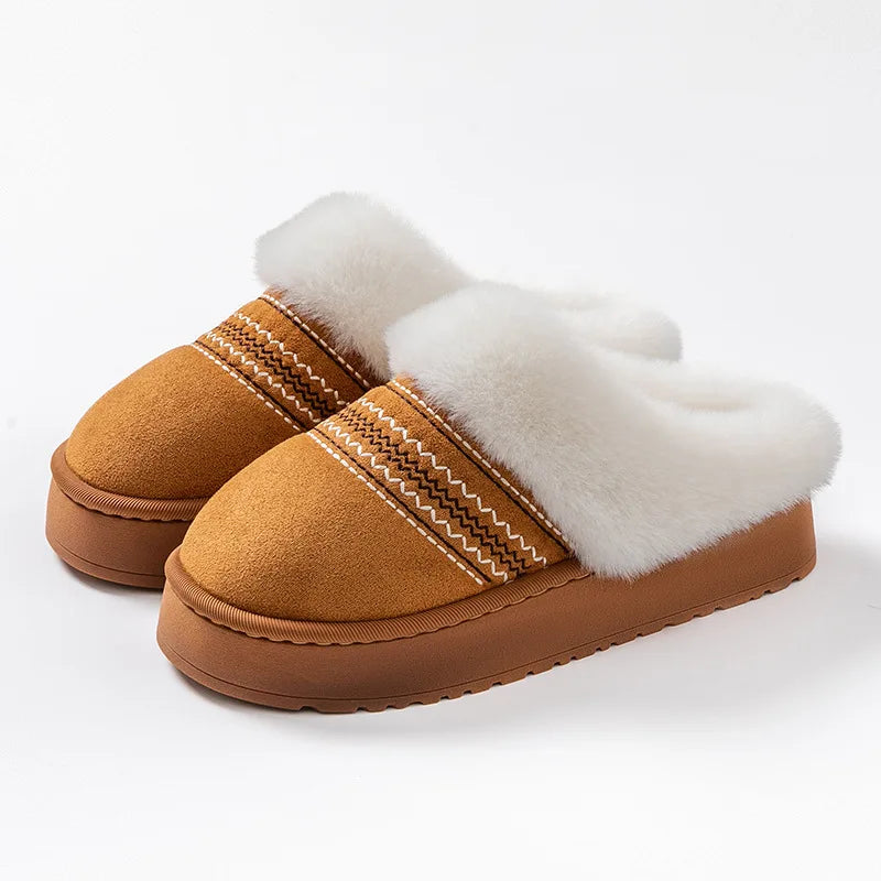 Non-slip sole detail of women's warm indoor slippers