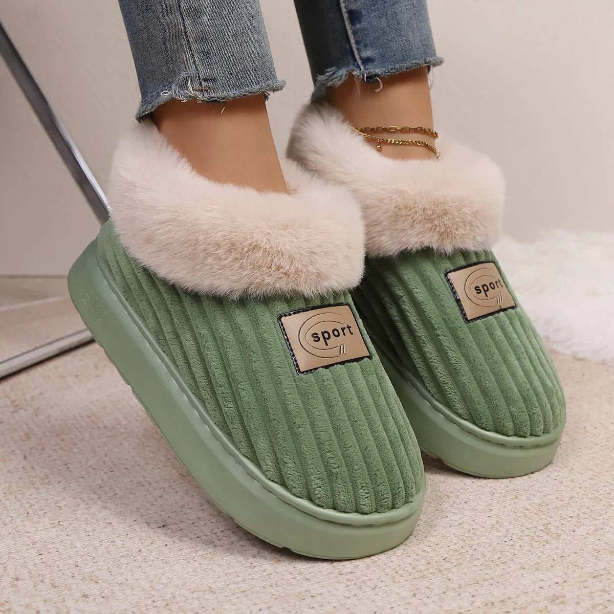 EvaCozy winter slippers in neutral colors - free shipping across Canada