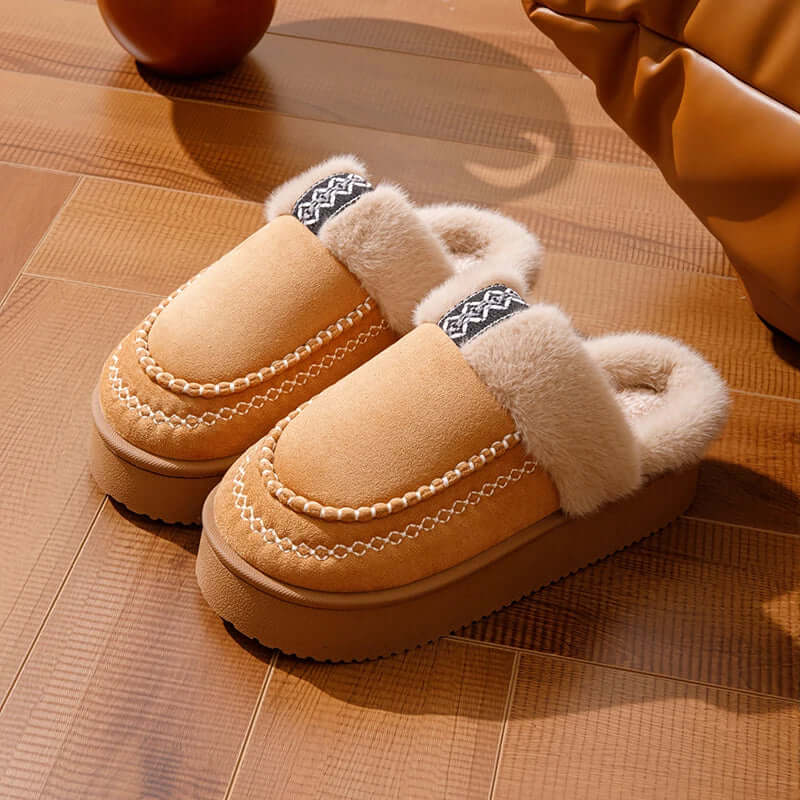 Fluffy platform slippers available in multiple colors for women&