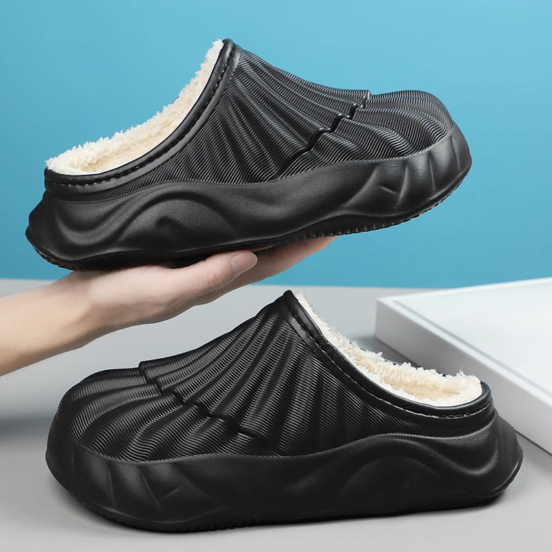 Waterproof winter slippers with thick sole plush cotton for indoor outdoor