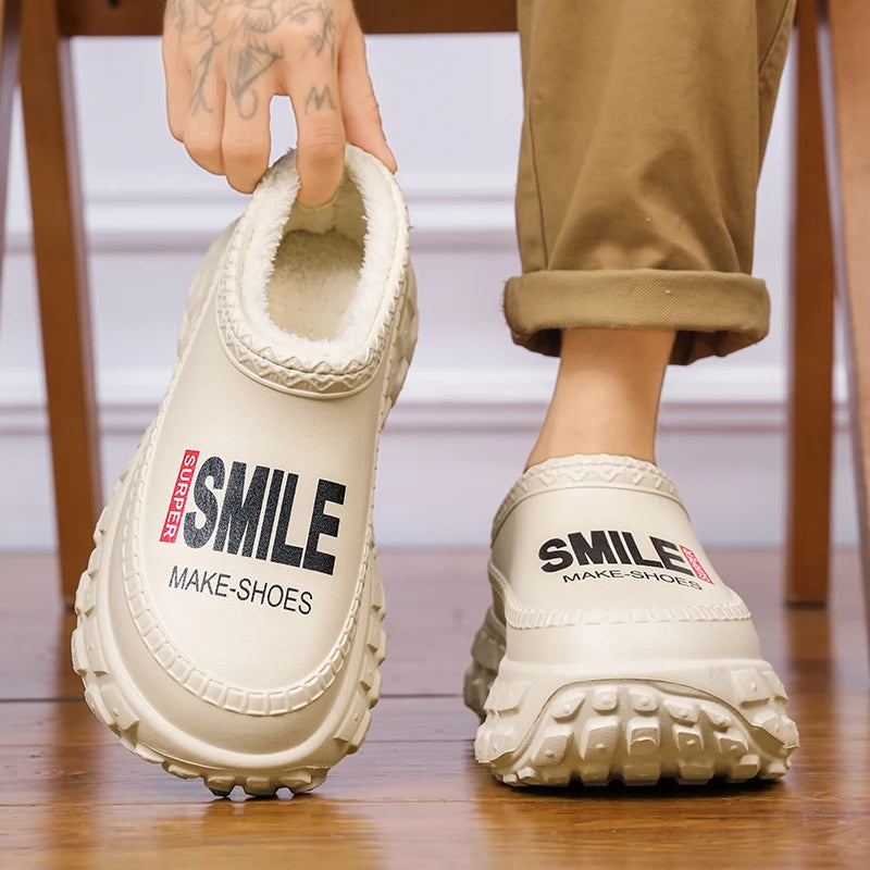 Women winter cotton slippers waterproof fleece-lined design