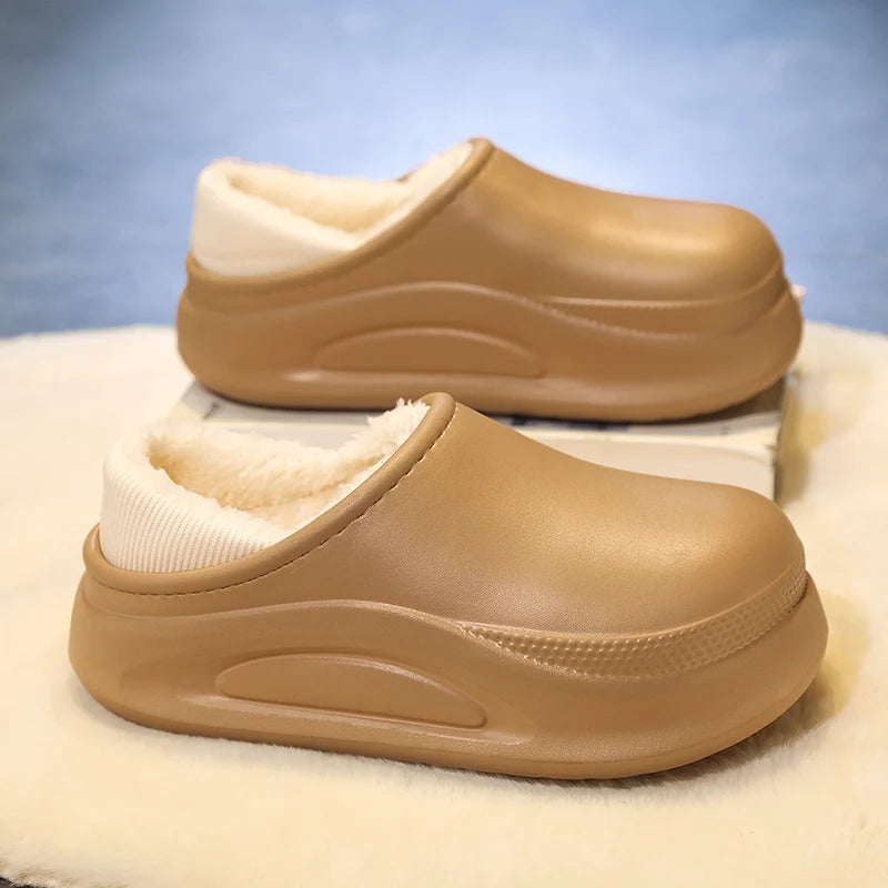 Women men winter slippers waterproof home shoes