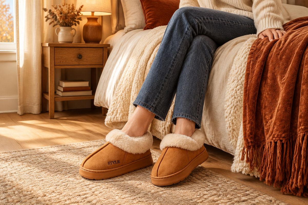 Autumn bedroom slipper lifestyle