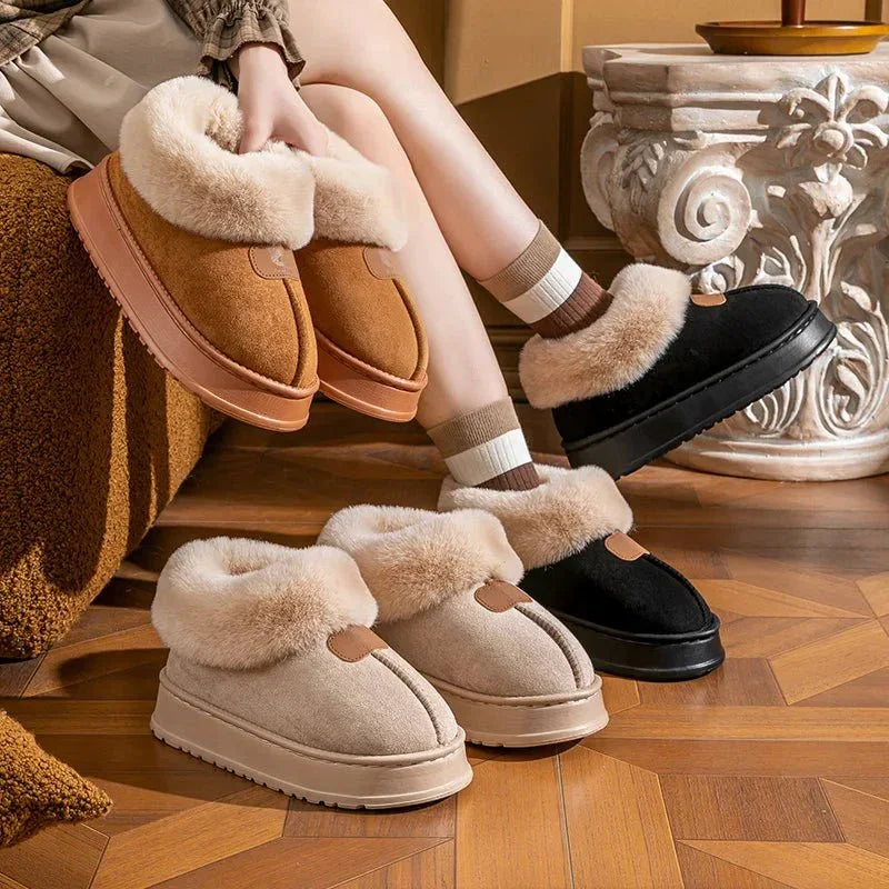 Gray cotton winter slippers showing natural cotton material and cozy design