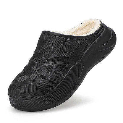 Thick sole waterproof slippers side view showing plush lining