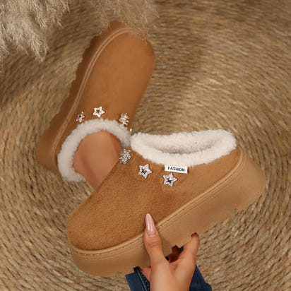 Winter Plush Platform Mules – Warm Furry Outdoor Slippers EvaCozy™