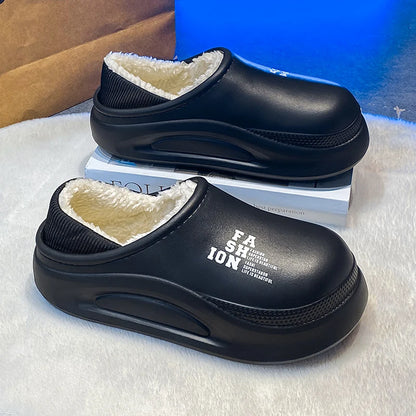 Women men winter slippers - plush comfort detail