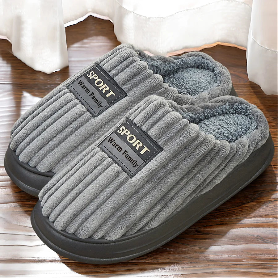 Memory foam slippers men on hardwood floor for comfortable indoor use