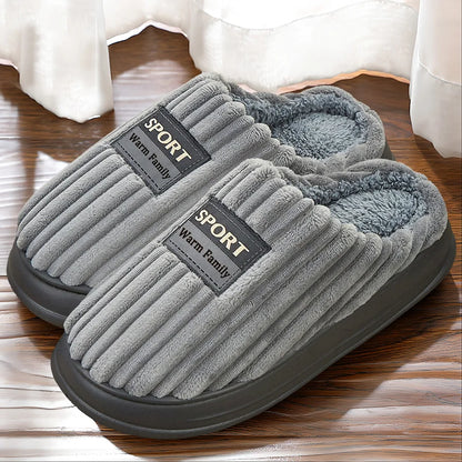 Memory foam slippers men on hardwood floor for comfortable indoor use
