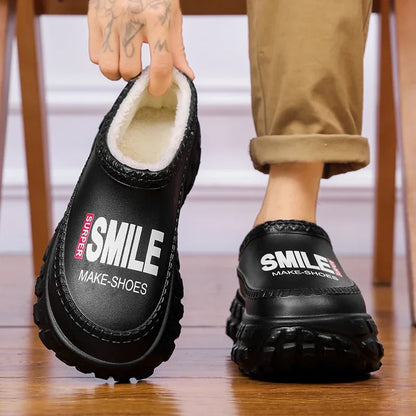 Women winter cotton slippers with thick sole and toe-cap