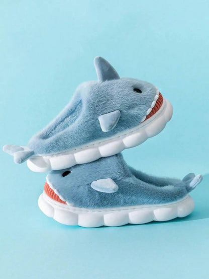 Soft cushioned interior of cartoon shark slippers for all-day comfort