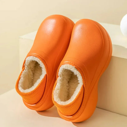 Women winter furry slippers with anti-slip rubber sole
