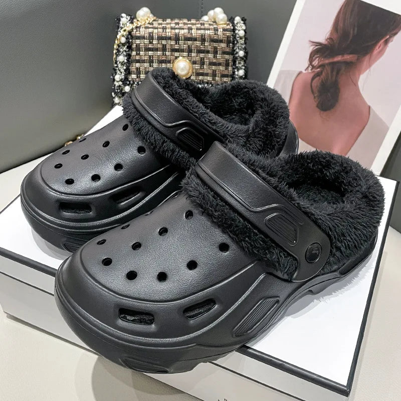 Winter cushioned slippers showing shock-absorbing cushioning layers