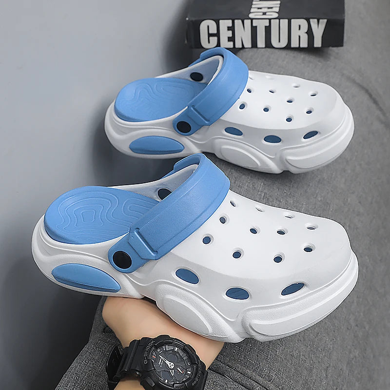 Black protective toe-cap sandals for men showing safety toe-cap design