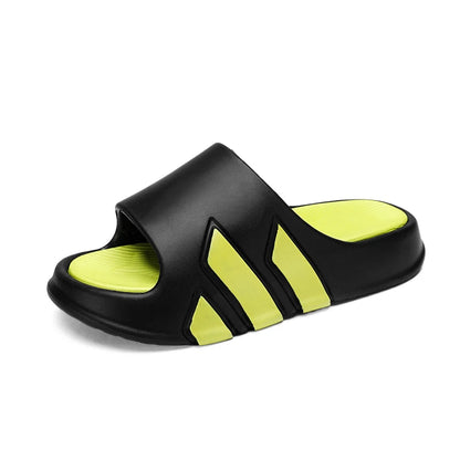 Close-up of non-slip EVA summer slippers textured anti-slip outsole