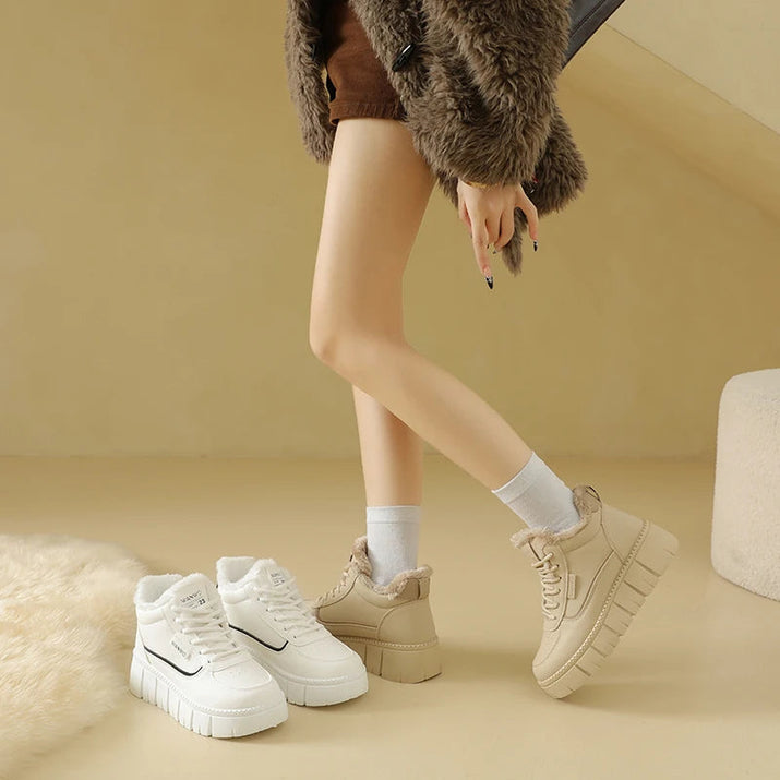 Winter Cotton High-Top Fleece Platform Women's Sneakers EvaCozy™
