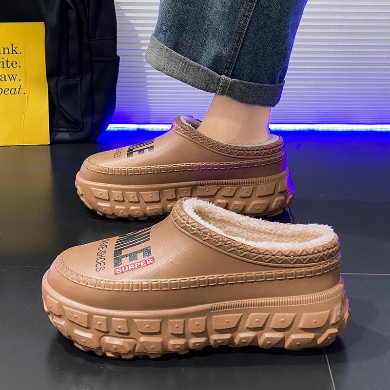 Women winter cotton slippers waterproof material detail