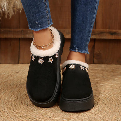 Winter Plush Platform Mules – Warm Furry Outdoor Slippers EvaCozy™