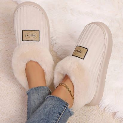 Warm fluffy house slippers - non-slip sole perfect for Canadian homes