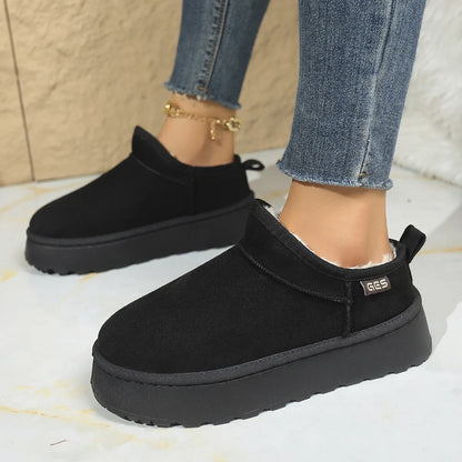 Non-slip sole winter plush ankle boots for women