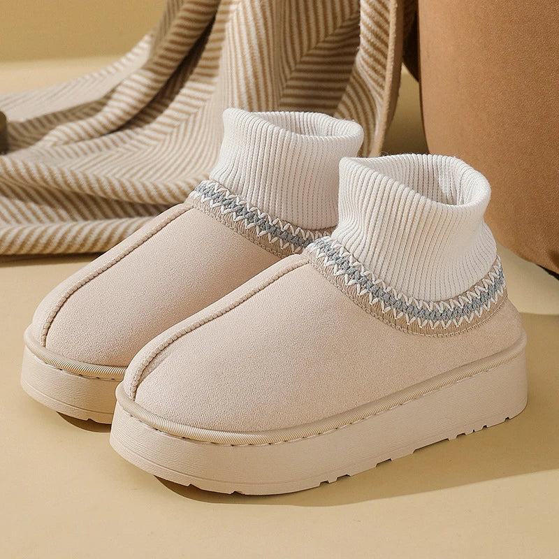 Stylish winter plush ankle boots for women slippers