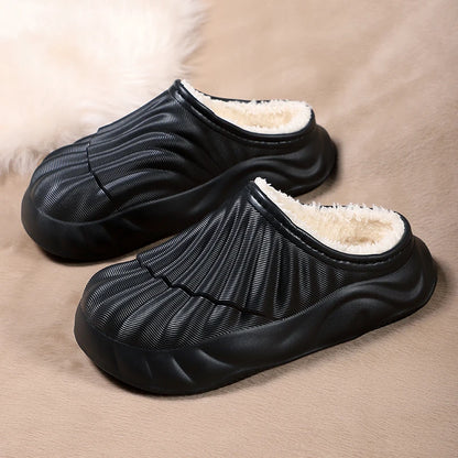 Waterproof winter slippers thick platform sole household footwear