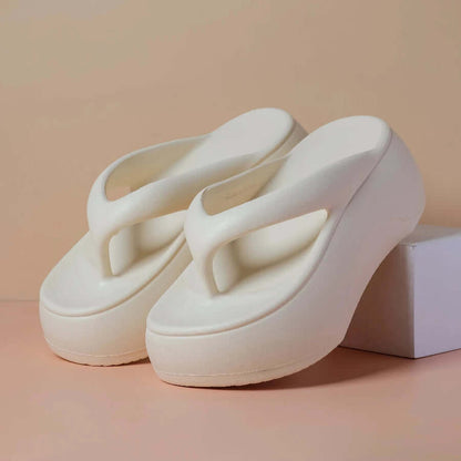 Women’s cloud slippers with thick cushioned platform sole