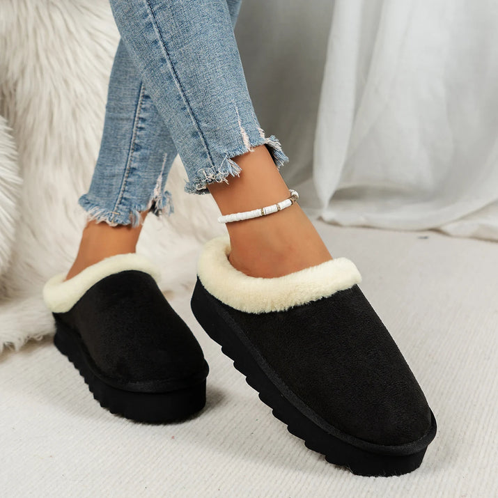 Fluffy casual house slippers Canada - warm thick sole design