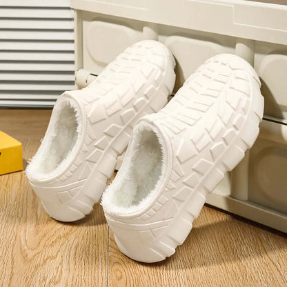 Fleece-Lined Waterproof Shoes showcasing a cozy, white design ideal for winter outdoor activities.