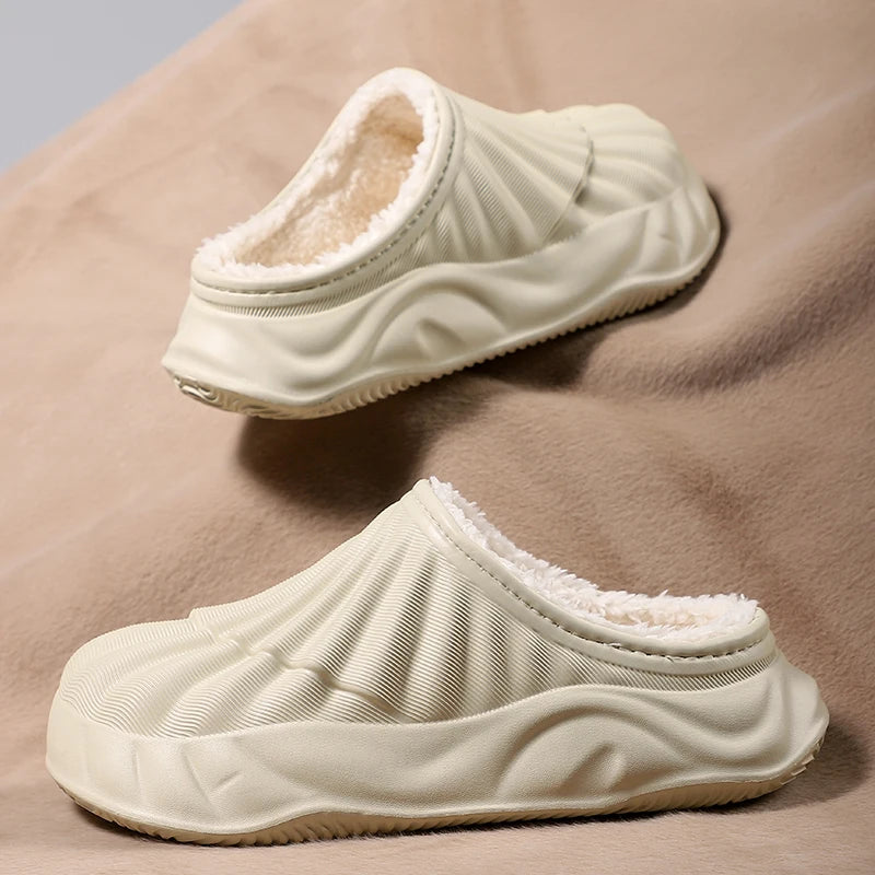 Waterproof winter slippers thick memory foam sole non-slip design