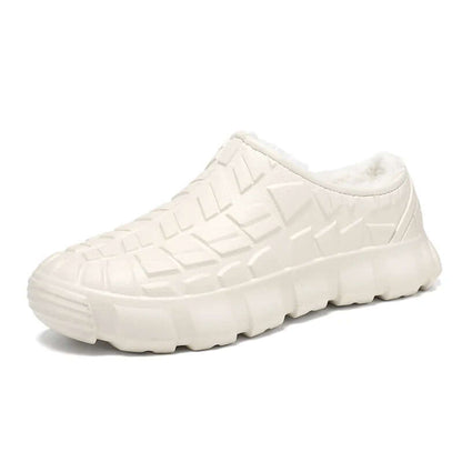 Fleece-Lined Waterproof Shoes - Winter Warm Cotton footwear in white color with textured surface and soft lining.