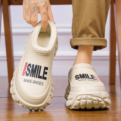 Women winter cotton slippers waterproof fleece-lined design