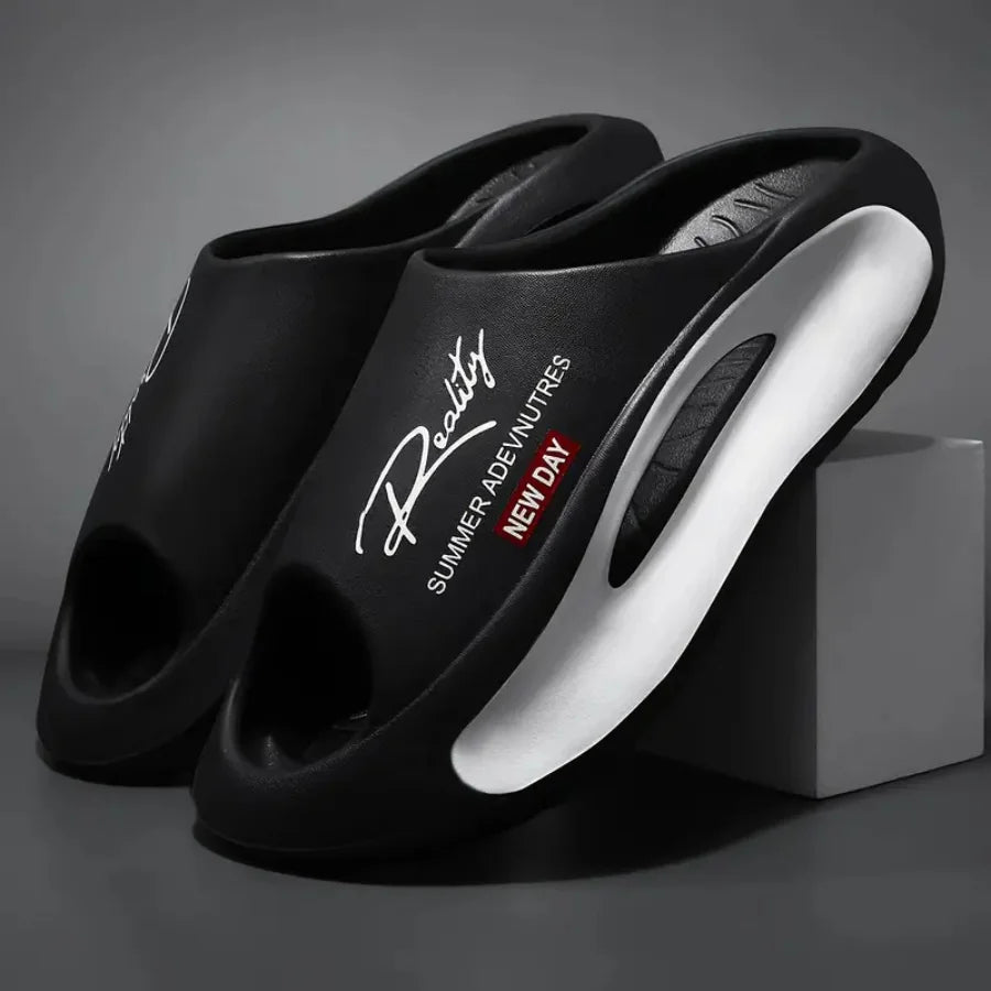 Unisex non-slip couple slippers matching set in gray with anti-slip soles