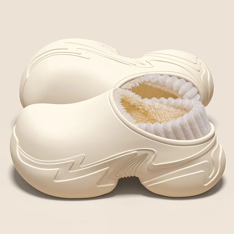 Side profile of chunky platform slippers