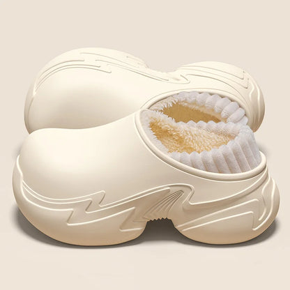 Side profile of chunky platform slippers