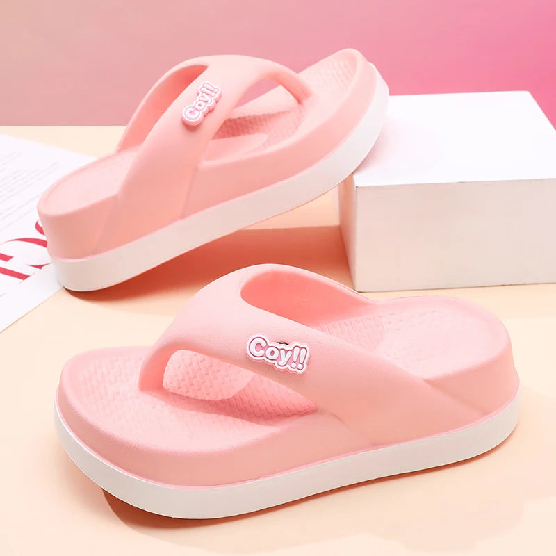 Navy height increasing beach slippers with non-slip textured beach outsole