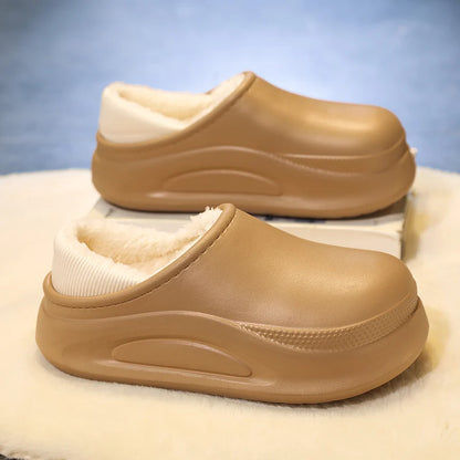 Women men winter slippers waterproof home shoes