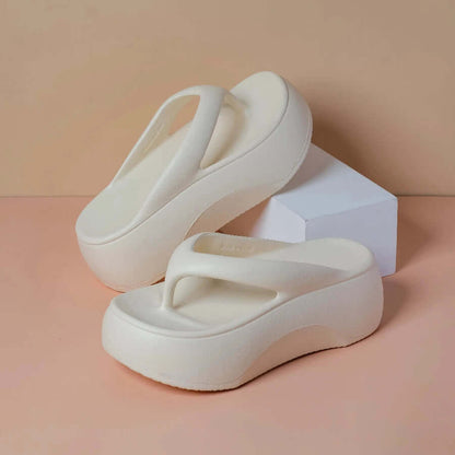 Chunky flip flops women soft cushioned sole close-up