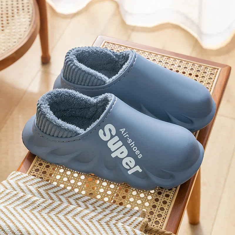 Couple slippers winter with durable sole for indoor and outdoor use
