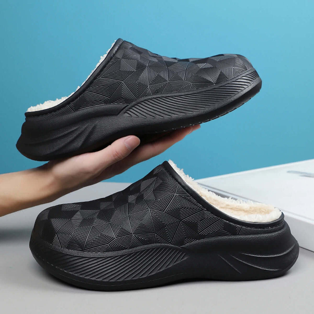 Waterproof slippers with thick sole for indoor outdoor use