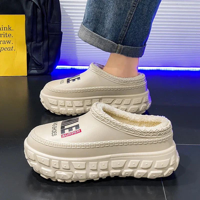 Women winter cotton slippers fleece interior close-up