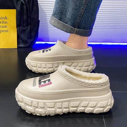 Women winter cotton slippers fleece interior close-up