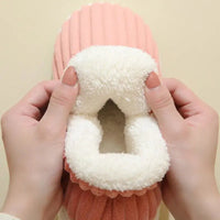 Detailed view of EvaCozy plush slippers showing soft faux fur lining