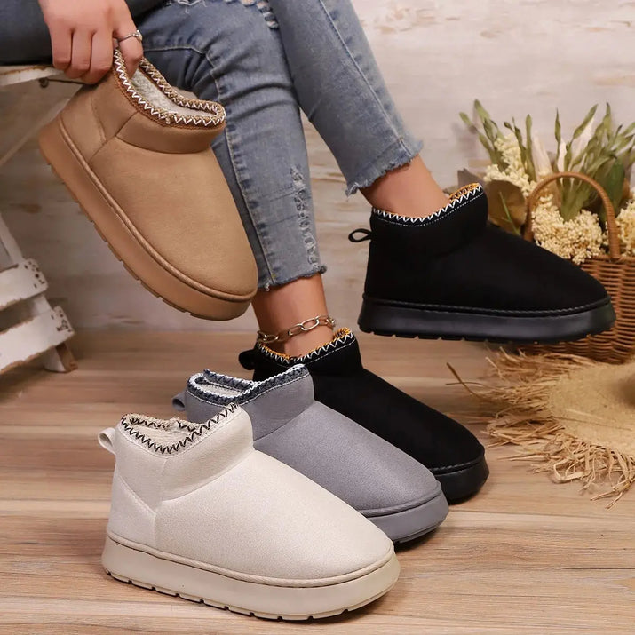 EvaCozy fluffy winter slippers with ultra-soft plush fur lining in beige