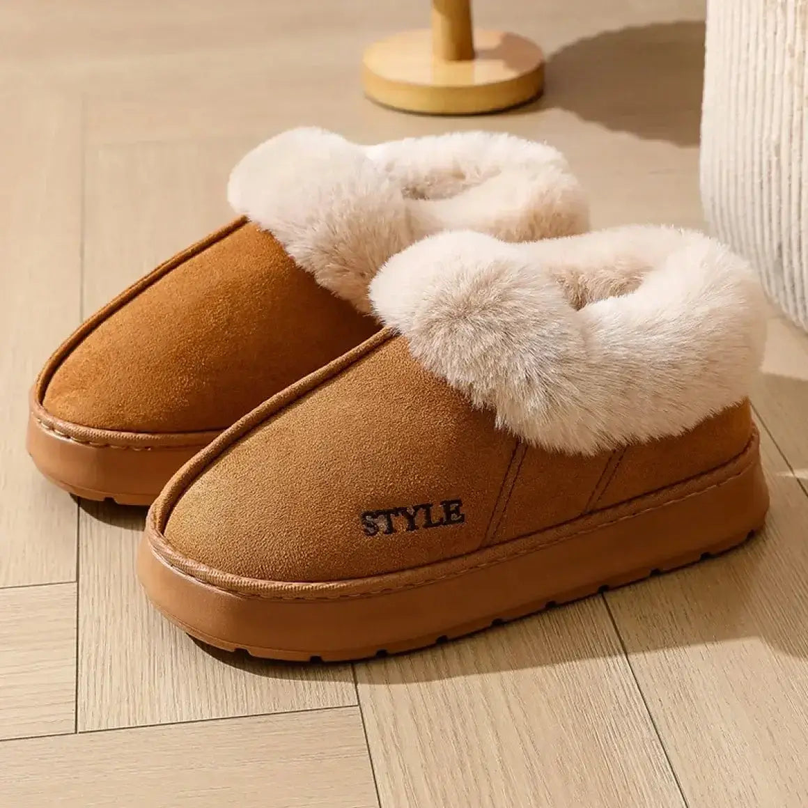 Best slippers for women showing EvaCozy fleece slippers front view