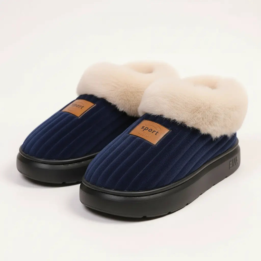 Navy blue EvaCozy winter slippers - cozy house footwear for women and men